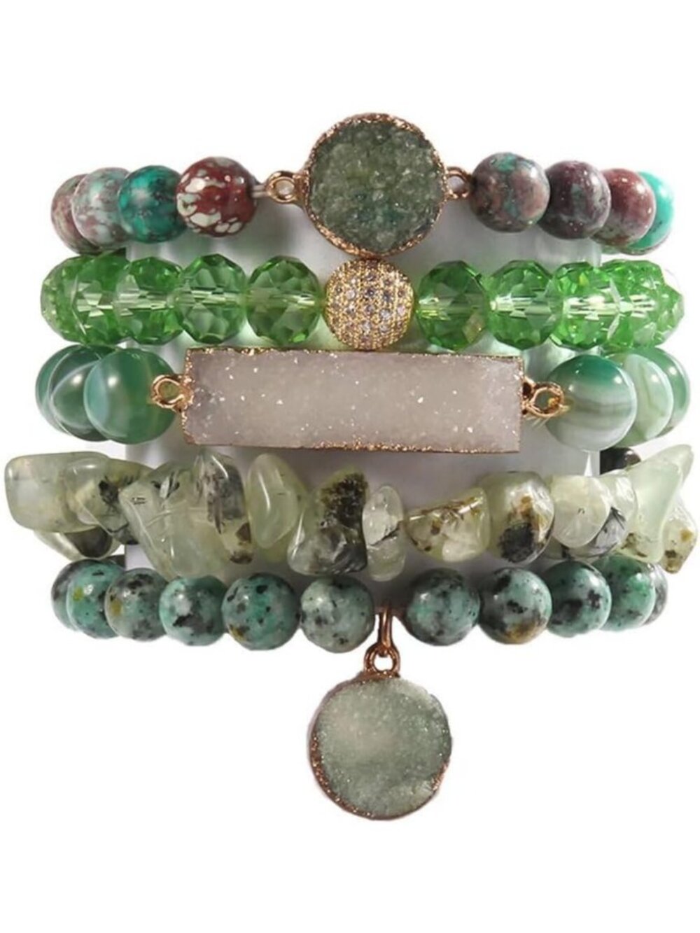 5PCS Boho Stackable Beaded Bracelets for Women & Men - Natural Style Bangles